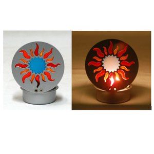 Silver Colored Sun Tealight Candle Holder - 2.5" x 3"